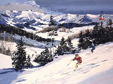 Mark King Handsigned and Numbered Limited Edition Hand-Pulled Serigraph on Paper: "Vail Winterscape"