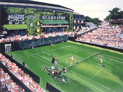 Mark King Handsigned and Numbered Limited Edition Hand-Pulled Serigraph on Paper: "Wimbledon Afteroon"