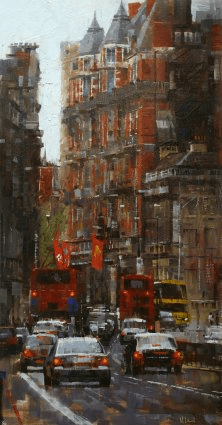 Mark Lague Handsigned and Numbered Limited Edition Giclee on Canvas : "High Kensington Street "
