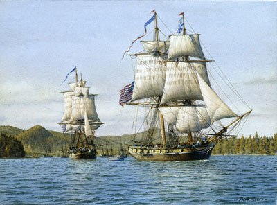 Mark Myers Handsigned and Numbered Limited Edition Giclee on Canvas:"Got Under Weigh in Company with Captian Porter"