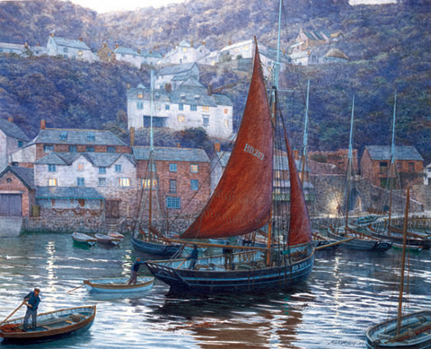 Mark Myers Handsigned and Numbered Limited Edition Giclee on Paper:"Clovelly Evening "