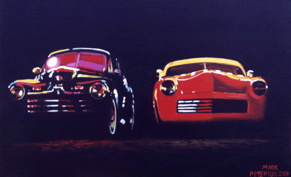 Mark Peterson Handsigned and Numbered Limited Edition Giclee on Canvas:"Custom Fords"