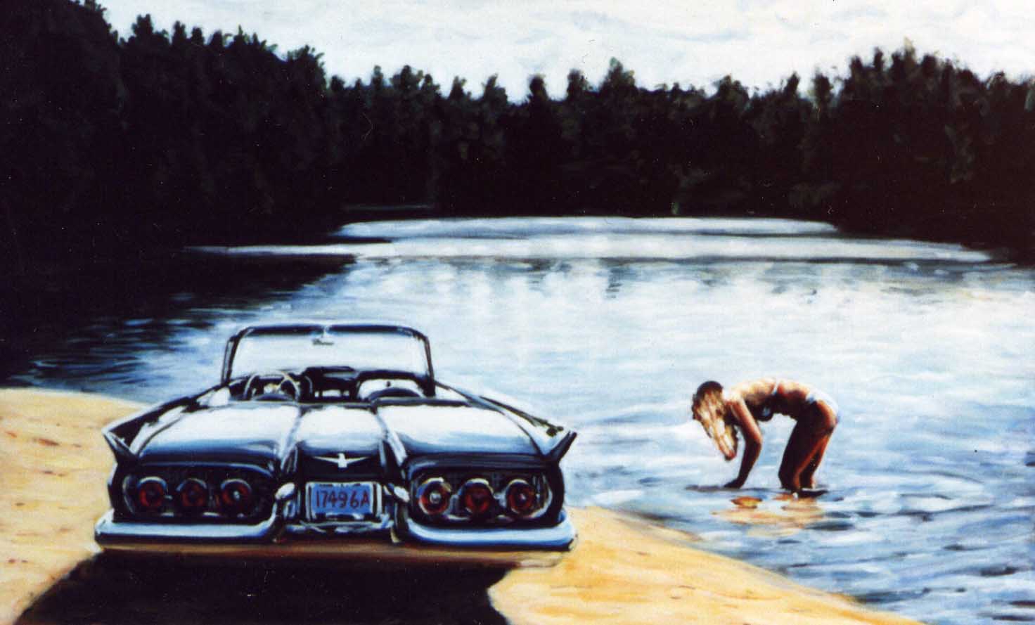 Mark Peterson Handsigned and Numbered Limited Edition Giclee on Canvas:"T Bird on Lower Lake"