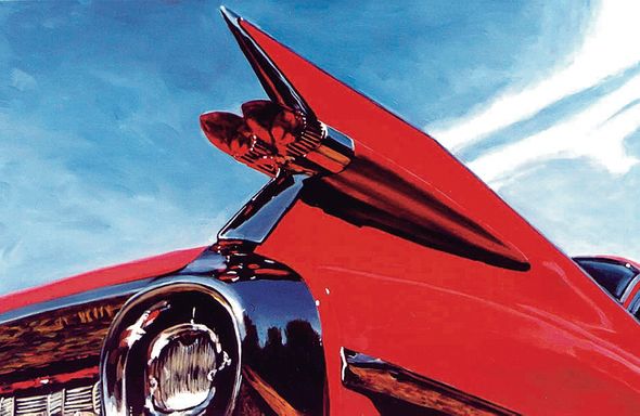 Mark Peterson Open Edition Giclee on Canvas:"59 Chevy Cadillac Tailfin"