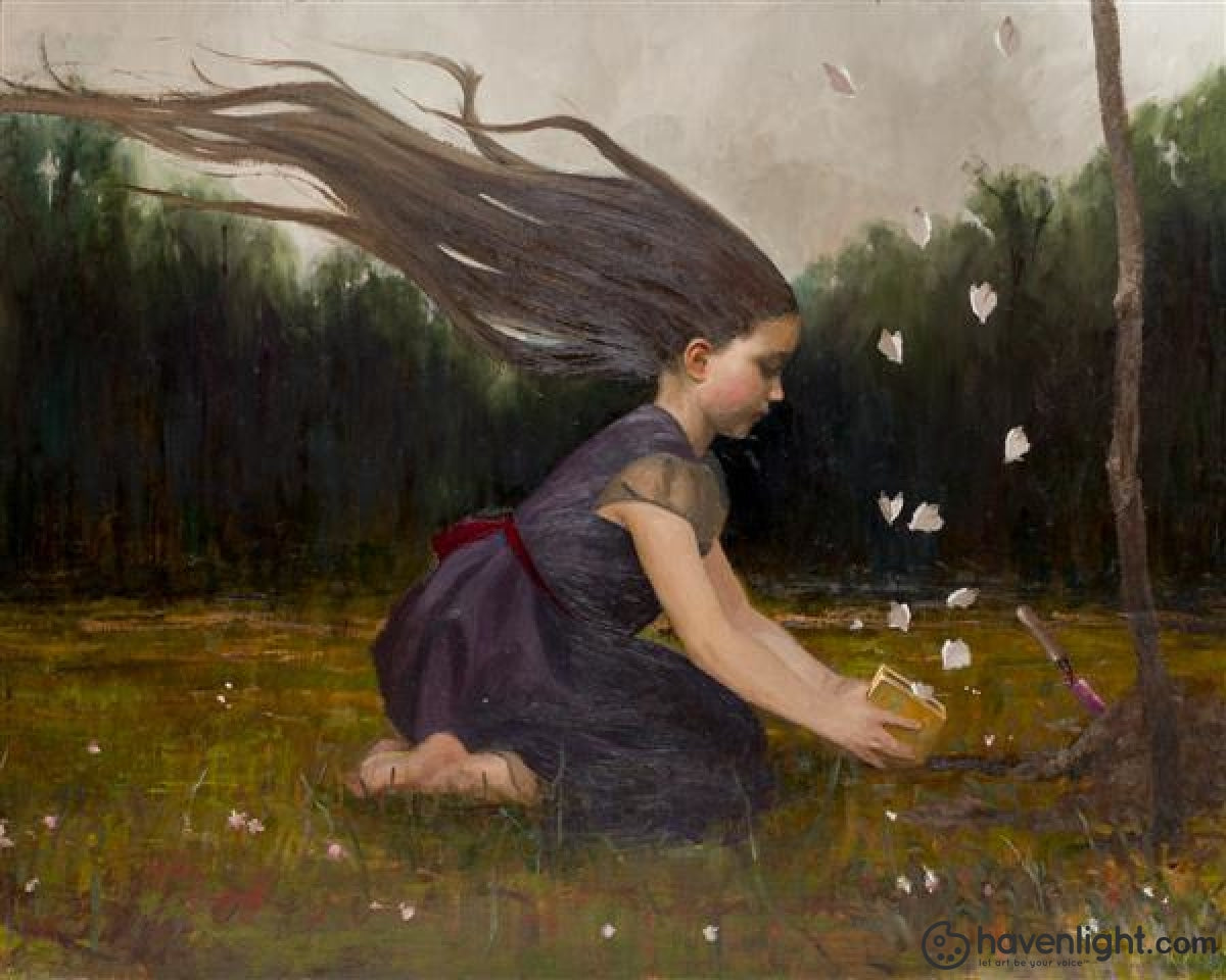 Mark Pugh Fine Art Canvas Giclee: "Catching Butterflies"