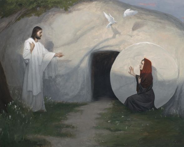 Mark Pugh Fine Art Canvas Giclee: "Woman, Why Weepest Thou?"