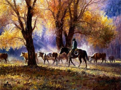 MARTIN GRELLE 22X28 Secondary Market Art: "AUTUMNS GATHER AP"