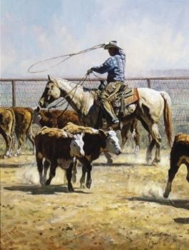 MARTIN GRELLE 24X18 Secondary Market Art: "IN TEXAS DUST APGCNV"