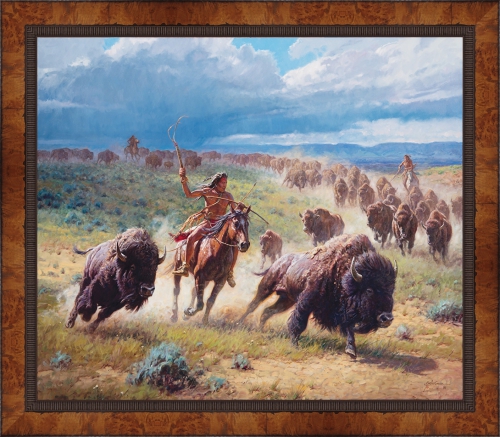 Martin Grelle 40 x 48 Canvas Giclee Art:"Chasing Thunder"