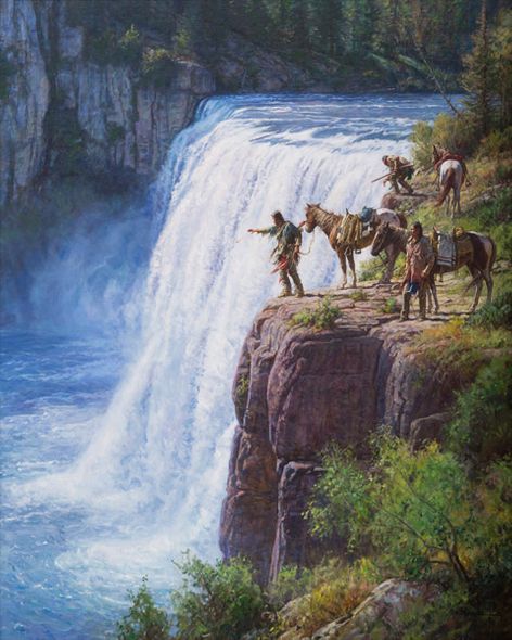 Martin Grelle Artist Hand Signed and Numbered Limited Edition Canvas Giclee:"Offerings to the Spirit in the Falls"