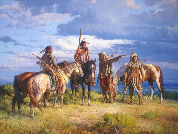 Martin Grelle Artist Hand Signed and Numbered Limited Edition Canvas Giclee:"When Wolves Speak"