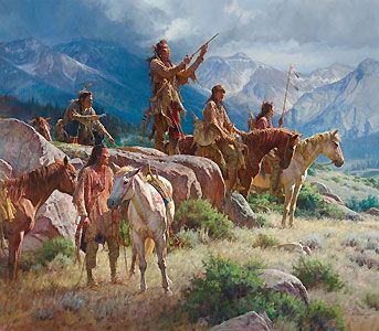 Martin Grelle Artist Hand Signed and Numbered Open and Limited Edition Canvas Giclee:"Prayers of the Pipe Carrier"