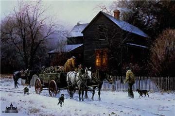 Martin Grelle Handsigned and Numbered Limited Edition Print: "Wagonload of Wamth"
