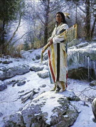 Martin Grelle Handsigned & Numbered Limited Edition Giclee on Canvas:"Apsaroke Guardian"