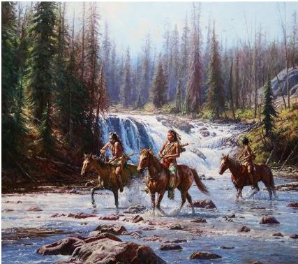 Martin Grelle Handsigned & Numbered Limited Edition Giclee on Canvas:"Crows in the Yellowstone"