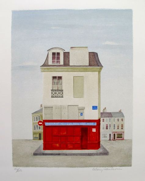 Mary Faulconer Hand Signed Limited Edition Lithograph:"Restaurant Au Vieux Paris"