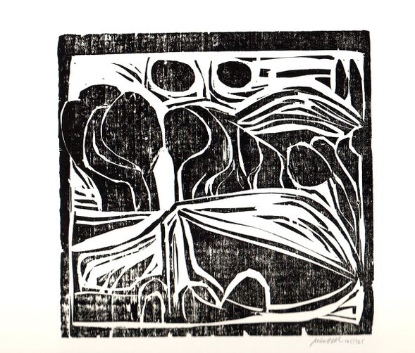 Mary Mendell Rare Vintage Artist Signed Woodblock: "Dreamscape"