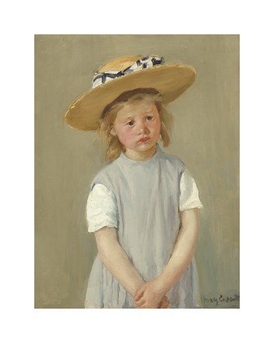 Mary Stevenson Cassatt Hand Numbered Limited Edition Print on Paper :"Child in a Straw Hat, c.1886"