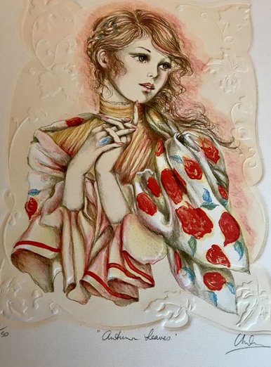 Mary Vickers Limited Edition Mixed Media Lithograph:"Autumn Leaves"