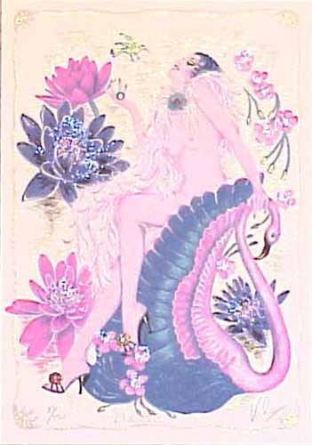 Mary Vickers Limited Edition Mixed Media Lithograph:"Water Lily"