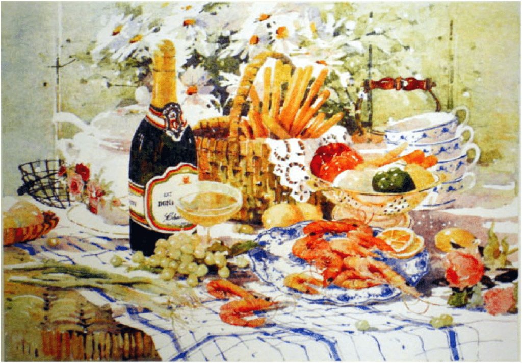 Marylin Simandle Artist Signed Limited Edition Serigraph on paper:"Late Brunch"