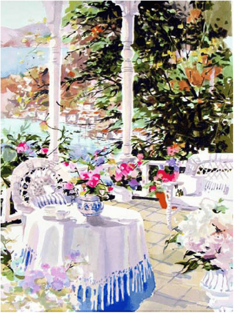 Marylin Simandle Artist Signed Limited Edition Serigraph on paper:"Veranda View"