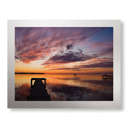 Matt Lusk Limited Edition Ready to Hang Giclee on Brushed Aluminum: "Sunset Dock"
