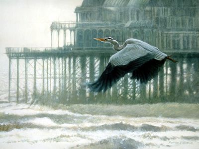 Matthew Hillier Limited Edition Print:"Misty Morning Heron"