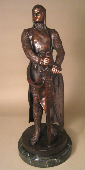 Maurice Constant Handcrafted Solid Bronze Sculpture:"Le Preur" (The Crusader)