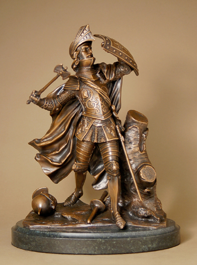 Maurice Favre Handcrafted Solid Bronze Sculpture:"Victorious Knight"