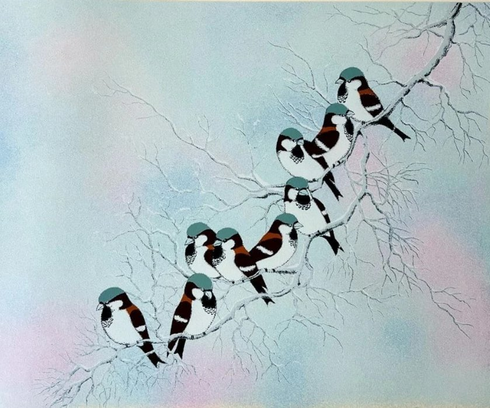 Max Karp Signed Limited Edition Print on Paper: "Bird In the Winter " Max Karp Signed Limited Edition Print on Paper: "Bird In the Winter "