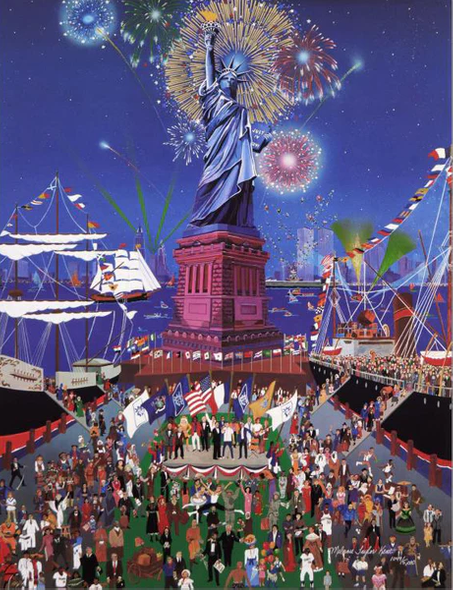 Melanie Taylor Kent Limited Edition Lithograph Print on Paper: "Statue of Liberty Centennial"