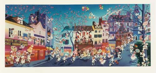 Melanie Taylor Kent Limited Edition Serigraph on Paper Remarqued Edition:"Great Paris Baking Festival - Remarqued"