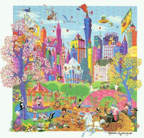 Melanie Taylor Kent Limited Edition Serigraph on Paper Remarqued Edition:"Looney Tunes Takes Manhattan - Remarqued"