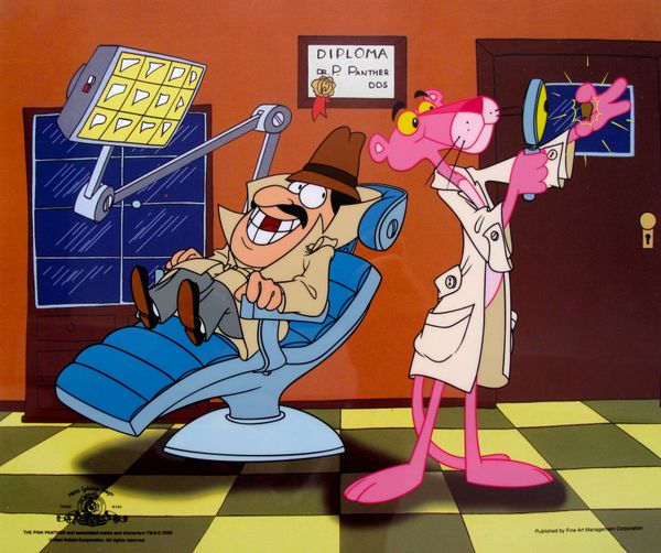 MGM & United Artist Animation Art Sericel:"Pink Panther Inspector Closeau Dentist"
