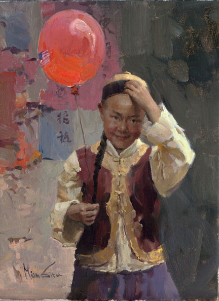 MIAN SITU 9X12 Secondary Market Art: "RED BALLOON GCNV"