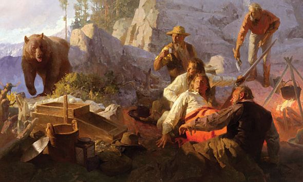 Mian Situ Handsigned and Numbered Limited Edition Gicl&eacute;e Canvas:"The Intruder, Angel´s Camp, California, 1849"