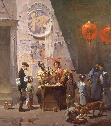Mian Situ Handsigned & Numbered Limited Edition Print:"Toy Maker of Ross Alley, San Francisco, 1906"