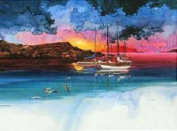 MICHAEL ATKINSON 27X20 Secondary Market Art: "TRANQUIL REFLETIONS"