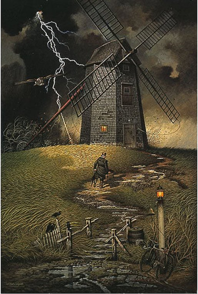 Charles Wysocki Artist Signed Limited Edition Print:"Wednesday Night Checkers"