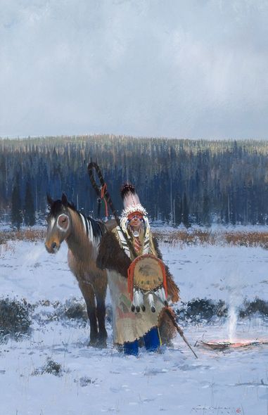 Michael Coleman Hand Signed and Numbered Limited Edition Giclee:"Blackfeet Standup Bonnet"