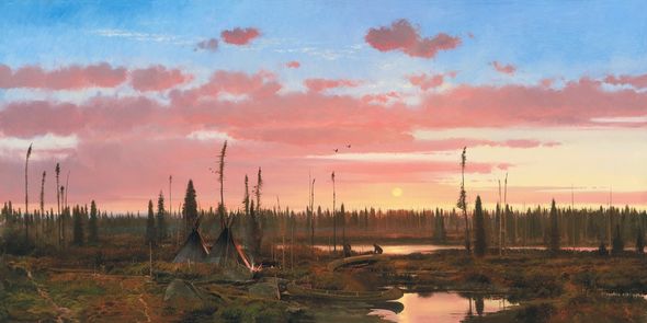 Michael Coleman Hand Signed and Numbered Limited Edition Giclee:"Cree Moose Hunters"