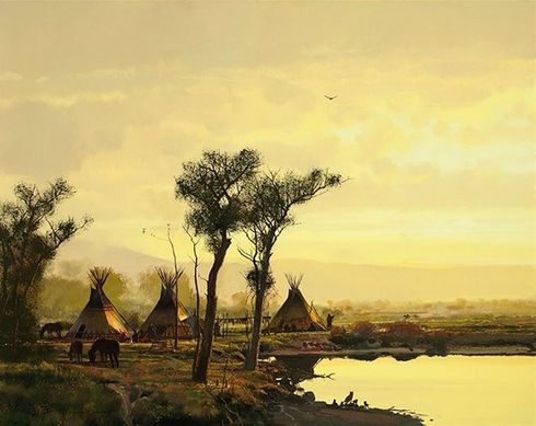 Michael Coleman Handsigned and Numbered Canvas Giclee w/ Fine Art Book: "Milk River - Blackfeet"