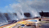 Michael Coleman Handsigned & Numbered Giclee Limited Edition Print:"Morning at Geyser Basin"