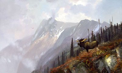 Michael Coleman Handsigned & Numbered Giclee Limited Edition Print:"On the Halfway - Moose"