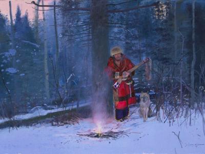 Michael Coleman Handsigned & Numbered Limited Edition Canvas Giclee:"Winter Hunter"