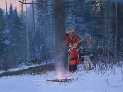 Michael Coleman Handsigned & Numbered Limited Edition Canvas Giclee:"Winter Hunter"