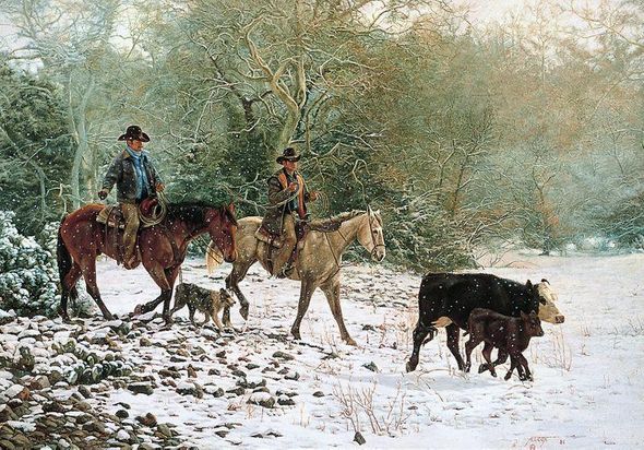 Tim Cox Artist Signed & Numbered Limited Edition Print:"Winter Roundup"