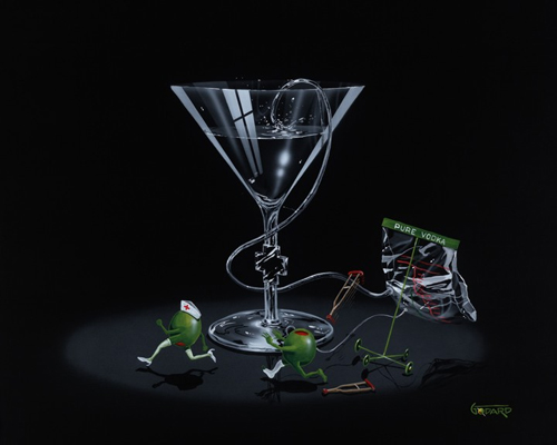 MICHAEL GODARD 18X22 Secondary Market Art: "NURSING MARTINI 2 GCNV"