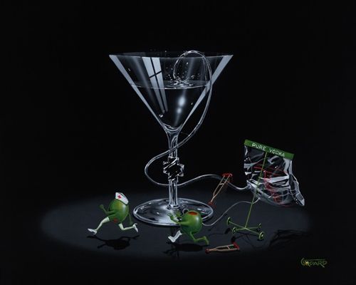 MICHAEL GODARD 18X22 Secondary Market Art: "NURSING MARTINI 2 GCNV"